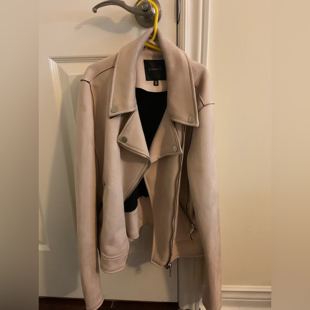 Dynamite Pink Suede Moto Jacket (Size: Small)